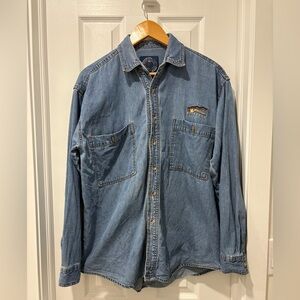 Whistler Blackcomb Blue Denim Button-Up Shirt Mens medium
